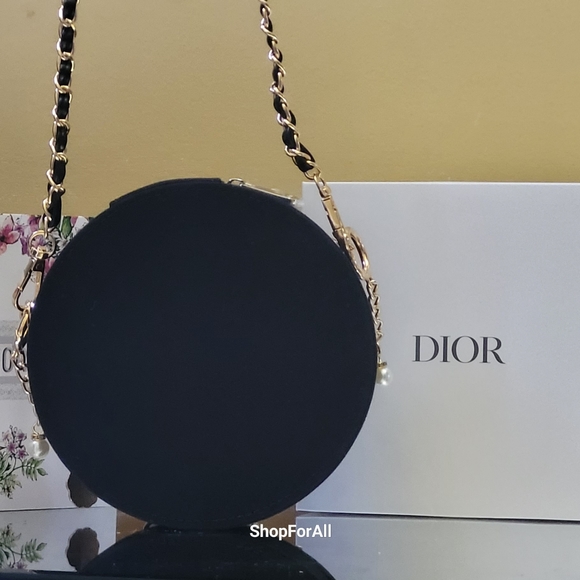💥 Hostpick Dior Vanity Pouch Makeup Case with inner mirror Black circular 15×7c - Picture 5 of 16